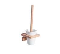 GLigeT Brosse Toilettes WC Ensemble de Support de Brosse de Toilette Mural en Bois, avec tête de Brosse Ronde en Plastique, Brosse de Toilette for Toilettes, Brosse de Toilette au Sol Balai WC
