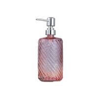 GLigeT Distributeur de Savon Accueil/Hôtel/Salle de Bain Bouteille Lotion en Verre à Pousser 500 ML Porte-Savon Transparent Cylindrique Bleu/Gris Orange Rose Distributeur de Liquide(Pink)