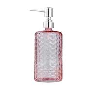 GLigeT Distributeur de Savon Accueil/Hôtel/Salle de Bain Bouteille Lotion en Verre à Pousser 500 ML Porte-Savon Transparent Cylindrique Bleu/Gris Orange Rose Distributeur de Liquide(Pink)