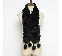 GLigeT Écharpe d'hiver en forme de lapin pour femme, écharpe naturelle et chaude, à la mode, rangée douce, véritable lapin Hiver Chaud (Color : Noir, Size : 120cm)