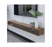 GLigeT Étagère TV Flottante Meuble TV Mural, étagères flottantes avec 2 Portes, Console multimédia de Divertissement for Salon Meuble TV Mural(Bruin,Grand)