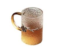 GLigeT Jus Mug en verre borosilicate transparent martelé Tin Plum Blossom, 350 ml, avec anse, for boissons chaudes et froides Soude