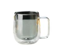 GLigeT Jus Tasses à café en verre double paroi avec anse, 250 ml, borosilicate coloré, for boissons chaudes et froides, cappuccino, latte thé Soude(Grigio)
