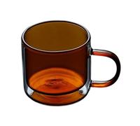 GLigeT Jus Tasses à café/thé en verre borosilicate double paroi coloré avec anse, 250 ml Soude(Amber)