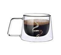GLigeT Jus Tasses en verre transparent de 20 cl avec anse, mugs à café double paroi for expresso, latte, cappuccino, thé Soude