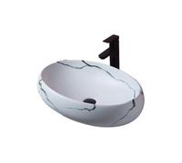GLigeT Lavabo Salle de Bain Lavabo de Salle de Bain Ovale en céramique Imitation marbre, 60 x 40 x 15 cm, de Luxe, léger Vasque à Poser