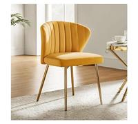 GLigeT Salle à Manger Chaise de Salle à Manger en Velours, Petite Chaise vanité Moderne avec Dossier et Pieds métal, élégante d'appoint touffetée sans accoudoirs for Salon Bureau(Mustard)