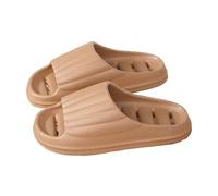 GLigeT Sliders Bathroom Shoes with Drainage Holes, Comfort Non-Slip House Shower Slippers Summer Lightweight Quick-Dry Pool Slides Été(Bruin,Alpha Large)