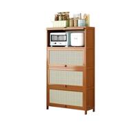 GLigeT Stockage Buffet de Cuisine Marron à 4 Niveaux avec Compartiments Rangement for café et thé Portes, 80 cm