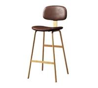 GLigeT Tabouret Bar Tabouret Haut à Dossier Marron, Chaise Haute de Bar en Fer for Restaurant, Pieds dorés Chaise de Bar