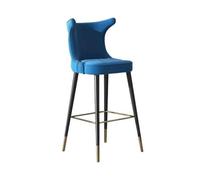 GLigeT Tabouret de bar haut de 75 cm en acier carbone - Tabouret de bar européen de luxe vintage - Chaise de réception - Tabourets de comptoir (bleu)