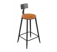 GLigeT Tabourets de bar en bois et fer avec dossier, chaise haute vintage, tabourets de comptoir (taille L)
