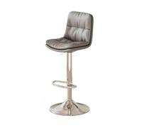 GLigeT Tabourets de bar légers de luxe avec dossier relevable en fer - Chaise de cuisine européenne - Tabourets hauts en cuir synthétique (gris)