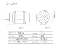 GLigeT Ventilateur de canal domestique Puissant Ventilateur de ventilation silencieux Ventilateur d'extraction Ventilateur d'extraction Ventilateur d'aspiration de canal de cuisine (XL)