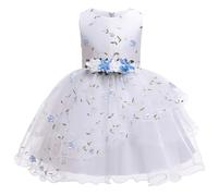 Gliitatu Robe de cérémonie pour petite fille - Robe de demoiselle d'honneur, de page, de baptême, de mariage, d'anniversaire, de soirée, de bal de promo - Sans manches, bleu, 4-5 ans