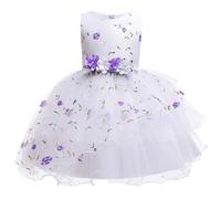 Gliitatu Robe formelle pour petite fille de mariage demoiselle d'honneur robe de cérémonie sans manches pour baptême mariage anniversaire de naissance fête robe de soirée bal, Violet, 3-4 ans