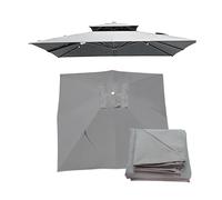 GLikur 300x300cm Toile de Rechange de Parasol Carré, Auvent de Rechange pour Déporté Parasol de Terrasse, Tissu de Rechange pour Parasol de Table D'extérieur, Jardin, Piscine(Grey)