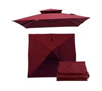GLikur 300x300cm Toile de Rechange de Parasol Carré, Auvent de Rechange pour Déporté Parasol de Terrasse, Tissu de Rechange pour Parasol de Table D'extérieur, Jardin, Piscine(Wine Red)