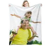 GLIKW Couverture Personnalisée avec Photos et Texte, Couverture Plaid Photo en Flanelle Ultra Doux, Cadeau de Noël pour Famille, Père, Mère, Enfants, Animaux, Amis ou Couples (1 Photo)