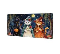 Glilade Grand tapis de souris de jeu imperméable et antidérapant avec bords cousus pour ordinateur portable, bureau et travail à domicile, 30,5 x 80,5 cm (sorcière chat magique)
