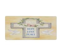 Glilade Grand tapis de souris de jeu imperméable et antidérapant avec bords cousus pour ordinateur portable, bureau et travail à domicile, 40,6 x 90,5 cm (paix, espoir, amour)
