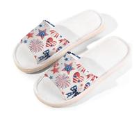 Glilade Pantoufles d'intérieur antidérapantes à bout ouvert pour femme et homme - Chaussures d'été respirantes pour chambre à coucher, 4 juillet - Feux d'artifice, Feux d'artifice du 4 juillet, 8.5/9