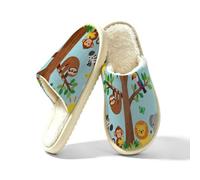 Glilade Pantoufles d'intérieur douces et chaudes pour femme, Animal de la forêt éléphant paresseux, 41/42 EU