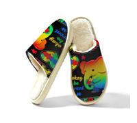 Glilade Pantoufles d'intérieur douces et chaudes pour femme, Autism Éléphant coloré, 41/42 EU