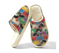 Glilade Pantoufles d'intérieur douces et chaudes pour femme | Chaussons confortables en mousse à mémoire de forme avec doublure en peluche, tourne-disque