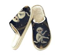 Glilade Pantoufles d'intérieur douces et chaudes pour femme | Chaussons confortables en mousse à mémoire de forme avec doublure en peluche pour l'extérieur Singe chinois