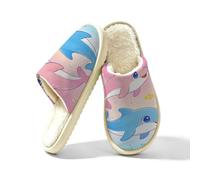 Glilade Pantoufles d'intérieur douces et chaudes pour femme | Chaussons confortables en mousse à mémoire de forme avec doublure en peluche, dauphin