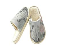 Glilade Pantoufles d'intérieur douces et chaudes pour femme | Chaussures confortables en mousse à mémoire de forme avec doublure en peluche, fleur de pivoine