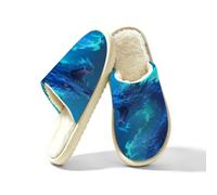 Glilade Pantoufles d'intérieur douces et chaudes pour femme, Dragon de glace bleu, 43/44 EU