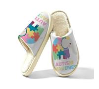 Glilade Pantoufles d'intérieur douces et chaudes pour femme, Éléphant d'autisme, 41/42 EU