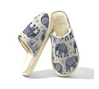 Glilade Pantoufles d'intérieur douces et chaudes pour femme, Éléphant ethnique., 41/42 EU