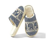 Glilade Pantoufles d'intérieur douces et chaudes pour femme, Éléphant mandala ethnique, 46 EU