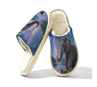 Glilade Pantoufles d'intérieur douces et chaudes pour femme, Éléphant Nuit Étoilée, 41/42 EU