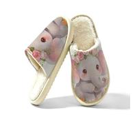 Glilade Pantoufles d'intérieur douces et chaudes pour femme, Fleur éléphant., 46 EU