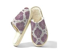 Glilade Pantoufles d'intérieur douces et chaudes pour femme, Fleur Ethnique Elephant Mandala, 46 EU