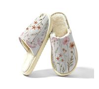 Glilade Pantoufles d'intérieur douces et chaudes pour femme, Fleur papillon printanière, 46 EU