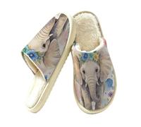 Glilade Pantoufles d'intérieur douces et chaudes pour femme, Fleurs éléphant, 46 EU