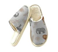 Glilade Pantoufles d'intérieur douces et chaudes pour femme, Lion éléphant sauvage, 39/40 EU