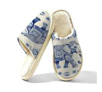 Glilade Pantoufles d'intérieur douces et chaudes pour femme, Mandala ethnique lotus éléphant, 41/42 EU