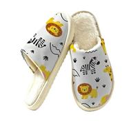 Glilade Pantoufles d'intérieur douces et chaudes pour femme, Mountain Lion Zebra Elephant, 41/42 EU