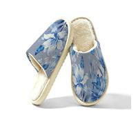 Glilade Pantoufles d'intérieur douces et chaudes pour femme, Papillon bleu Windflower, 46 EU