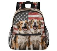 Glilade Sac à dos léger avec boucle de poitrine pour tout-petits, garçons et filles, sac à dos d'école, sac à dos léger pour voyage, crèche, camping (drapeau de chien heureux)