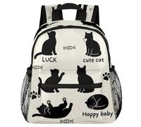 Glilade Sac à dos léger avec boucle de poitrine pour tout-petits, garçons et filles, sac à dos d'école, sac à dos léger pour voyage, crèche, camping (chats heureux)