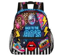 Glilade Sac à dos léger avec boucle de poitrine pour tout-petits, garçons et filles, sac à dos d'école, sac à dos léger pour voyage, crèche, camping (retour aux années 80)