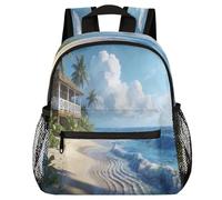 Glilade Sac à dos léger avec boucle de poitrine pour tout-petits, garçons et filles, sac à dos d'école, sac à dos léger pour voyage, crèche, camping (paysage de bord de mer)