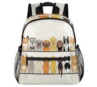 Glilade Sac à dos léger avec boucle de poitrine pour tout-petits, garçons et filles, sac à dos d'école, sac à dos léger pour voyage, crèche, camping (chiens mignons heureux)